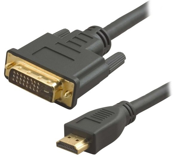 Подключение телевизора к компьютеру при помощи кабеля DVI-HDMI: 
